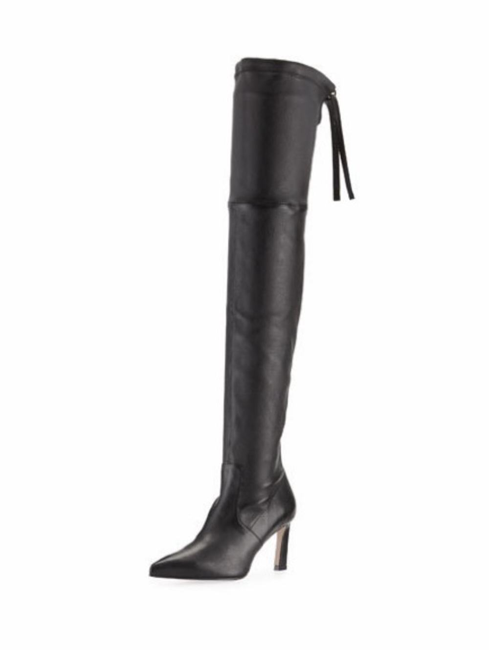 Stuart Weitzman Black Leather Over-the-Knee Stiletto Boots